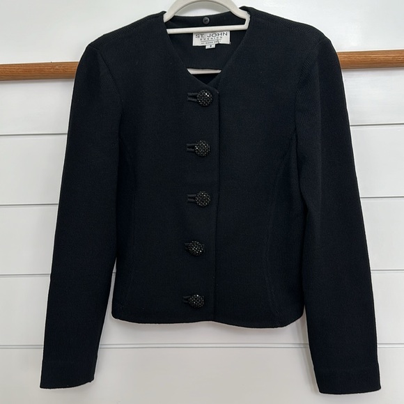 St John Evening,Marie Gray black jacket size 8. St John Basic black skirt size 8 - Picture 4 of 8